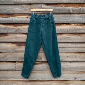 Paris Express Vintage High-Rise Tapered Green Denim Jeans 5 - 27”